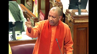 Uttar Pradesh chief minister Yogi Adityanath in the state assembly on Wednesday. (ANI) Uttar Pradesh chief minister Yogi Adityanath in the state assembly on Wednesday. (ANI)