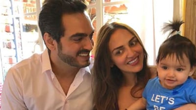 Esha Deol in photo with husband, Bharat Takhtani and their daughter, Radhya.