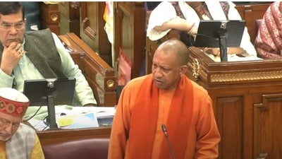 Uttar Pradesh chief minister Yogi Adityanath speaking in the Assembly on Wednesday.