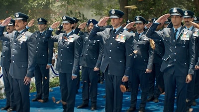 Anil Kapoor, Deepika Padukone, and Hrithik Roshan in a still from Fighter. Anil Kapoor, Deepika Padukone, and Hrithik Roshan in a still from Fighter.