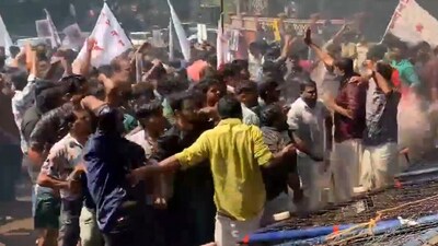 Police used water cannons to disperse DYFI protesters. (ANI)