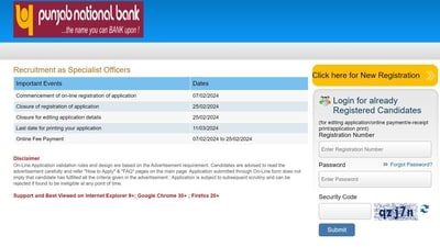 Punjab National Bank (PNB) has started the application process for Specialist Officer posts. Punjab National Bank (PNB) has started the application process for Specialist Officer posts.