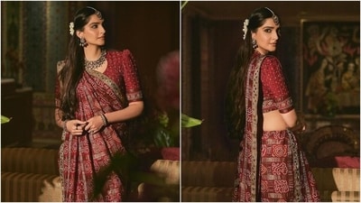 Sonam Kapoor wears her mom's 35-year-old gharchola for a wedding. (Instagram) Sonam Kapoor wears her mom's 35-year-old gharchola for a wedding. (Instagram)