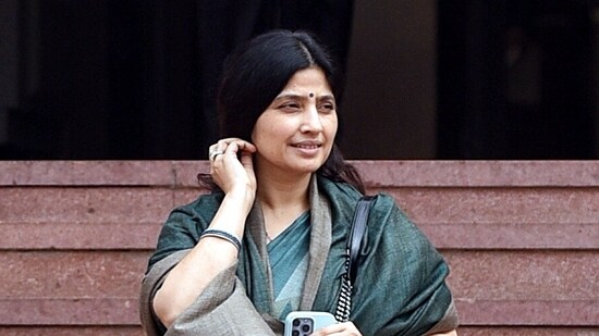 Akhilesh Yadav's wife and Samajwadi Party MP Dimple Yadav at Parliament House during the Budget Session. (ANI file photo)