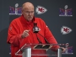 Feb 7, 2024; Las Vegas, NV, USA; Kansas City Chiefs head coach Andy Reid speaks during a press conference before Super Bowl LVIII at Westin Lake Las Vegas Resort and Spa. Mandatory Credit: Kirby Lee-USA TODAY Sports