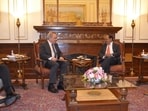NSA Ajit Doval with Greek counterpart Dr Athanasios Ntokos in New Delhi today. 