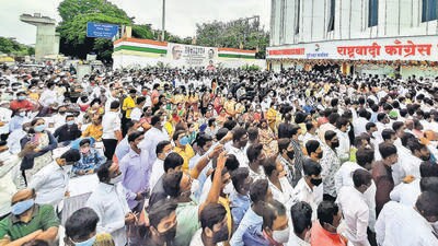A day after a ruckus at NCP office at Shivajinagar, NCP Sharad Pawar camp said that the lease agreement of the office has been done by their faction and there is no question of it going to rival side. (HT FILE)