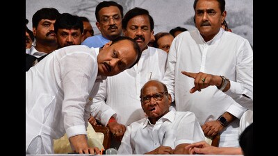 A person familiar with the matter said the ECI rejects names the two names as being similar to the Nationalist Congress Party which has been formally allotted to Ajit Pawar’s faction just as the name Shiv Sena was formally allotted to the rebel Eknath Shinde faction last year. (HT PHOTO)