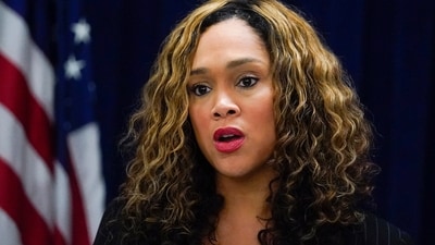 FILE - Maryland State Attorney for Baltimore City Marilyn Mosby speaks during a news conference on Oct. 11, 2022, in Baltimore. The former top prosecutor was convicted Tuesday, Feb. 6, 2024, on one count of mortgage fraud, concluding a lengthy criminal trial in which Mosby testified she unwittingly made false statements on loan applications to buy two Florida vacation homes. (AP Photo/Julio Cortez, File) (AP) FILE - Maryland State Attorney for Baltimore City Marilyn Mosby speaks during a news conference on Oct. 11, 2022, in Baltimore. The former top prosecutor was convicted Tuesday, Feb. 6, 2024, on one count of mortgage fraud, concluding a lengthy criminal trial in which Mosby testified she unwittingly made false statements on loan applications to buy two Florida vacation homes. (AP Photo/Julio Cortez, File) (AP)