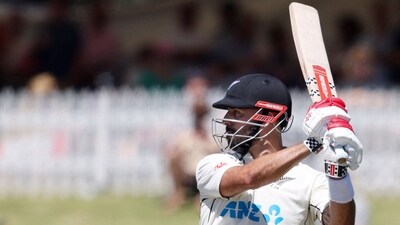 New Zealand's Daryl Mitchell bats during day two of the first cricket test match vs South Africa (AFP)