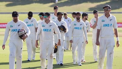 New Zealand players leave the field following their victory on day four of the first cricket Test vs South Africa at the Bay Oval in Mount Maunganui (AFP) New Zealand players leave the field following their victory on day four of the first cricket Test vs South Africa at the Bay Oval in Mount Maunganui (AFP)