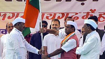 Congress leader Rahul Gandhi during the Bharat Jodo Nyay Yatra on Thursday. (PTI) Congress leader Rahul Gandhi during the Bharat Jodo Nyay Yatra on Thursday. (PTI)