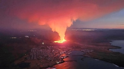"Warning: A volcanic eruption started north of Sylingarfell," Iceland's meteorological office said on its website.&nbsp; (via REUTERS)