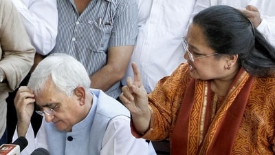 Union law minister Salman Khurshid and his wife Louise Khurshid. (File) Union law minister Salman Khurshid and his wife Louise Khurshid. (File)