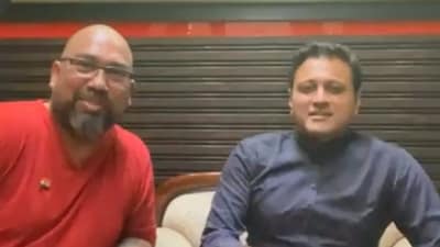 Mauris Noronha (left) with Uddhav Sena leader Abhishek Ghosalkar on a Facebook live on Thursday in which the Sena leader was shot by Noronha. Mauris Noronha (left) with Uddhav Sena leader Abhishek Ghosalkar on a Facebook live on Thursday in which the Sena leader was shot by Noronha.