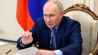 Russian President Vladimir Putin attends a meeting with members of the Russian cabinet of ministers via videoconference in Moscow, Russia, Wednesday, Feb. 7, 2024. (Alexander Kazakov, Sputnik, Kremlin Pool Photo via AP) (AP) Russian President Vladimir Putin attends a meeting with members of the Russian cabinet of ministers via videoconference in Moscow, Russia, Wednesday, Feb. 7, 2024. (Alexander Kazakov, Sputnik, Kremlin Pool Photo via AP) (AP)