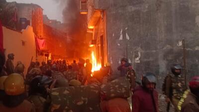 Violence erupted in Banbhoolpura locality over the demolition of an “illegally built” madrasa (HT) Violence erupted in Banbhoolpura locality over the demolition of an “illegally built” madrasa (HT)
