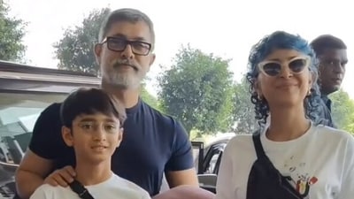 Aamir Khan with ex wife, Kiran Rao and their son. (Viral Bhayani) (Viral Bhayani)