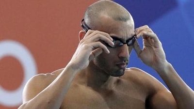 India's Virdhawal Vikram Khade prepares to swim (AP)