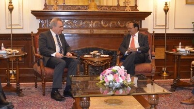 NSA Ajit Doval with Greek counterpart Dr Athanasios Ntokos in New Delhi today. NSA Ajit Doval with Greek counterpart Dr Athanasios Ntokos in New Delhi today.