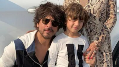 Shah Rukh Khan with AbRam Khan in a throwback pic. Shah Rukh Khan with AbRam Khan in a throwback pic.