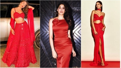 From Pooja Hedge's ethnic look to Ananya Pandey's chic cut-out dress, red is ruling everywhere. (Instagram) From Pooja Hedge's ethnic look to Ananya Pandey's chic cut-out dress, red is ruling everywhere. (Instagram)