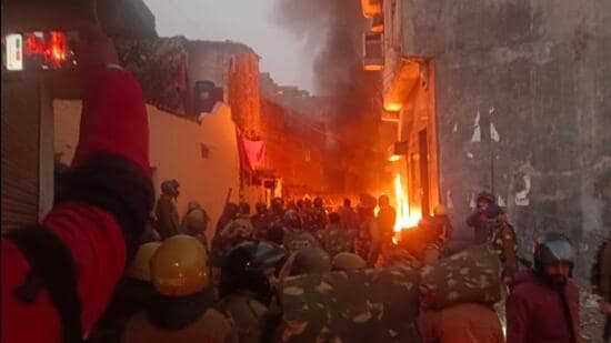 A protest against the demolition of a madrasa in Banbhulpura area of Haldwani turned violent, police said