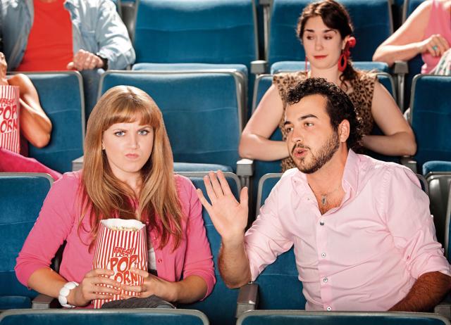 If someone blabbers on movie dates, just wear headphones. (Shutterstock) If someone blabbers on movie dates, just wear headphones. (Shutterstock)
