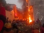A protest against the demolition of a madrasa in Banbhulpura area of Haldwani turned violent, police said
