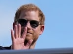 Britain's Prince Harry, The Duke of Sussex, waves.