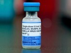 Switzerland Measles Outbreak: A vial of a measles, mumps and rubella vaccine is seen. Switzerland Measles Outbreak: A vial of a measles, mumps and rubella vaccine is seen.