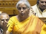 Union finance minister Nirmala Sitharaman speaks in the Lok Sabha during the Budget session of Parliament in New Delhi on Friday. 
