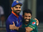 Virat Kohli (L) with Mohammad Rizwan during the 2021 T20 World Cup Virat Kohli (L) with Mohammad Rizwan during the 2021 T20 World Cup