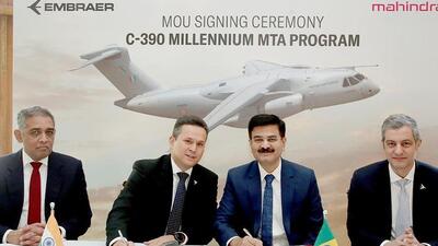 Embraer and Mahindra will engage with IAF to identify the next steps of the medium transport aircraft (MTA) programme. (Mahindra Group | Official X account)