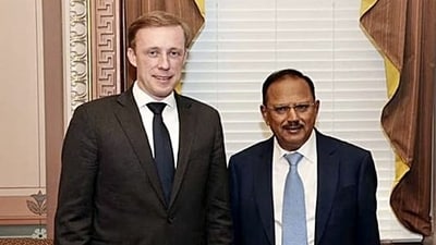 National Security Advisor Ajit Doval with his US counterpart Jake Sullivan (ANI)