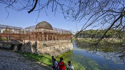 New Delhi, India - Feb. 9, 2024: A view of Hauz-e-shamshi near Jahaz Mahal at Mehrauli in New Delhi, India, on Friday, February 9, 2024. (Photo by Raj K Raj/ Hindustan Times) (Hindustan Times) New Delhi, India - Feb. 9, 2024: A view of Hauz-e-shamshi near Jahaz Mahal at Mehrauli in New Delhi, India, on Friday, February 9, 2024. (Photo by Raj K Raj/ Hindustan Times) (Hindustan Times)