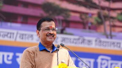 New Delhi, India - Feb. 9, 2024: Delhi Chief Minister Arvind Kejriwal laid the foundation stone for a new school building at Mayur Vihar Phase- 3, in New Delhi, India, on Friday, February 9, 2024. (HT Photo)