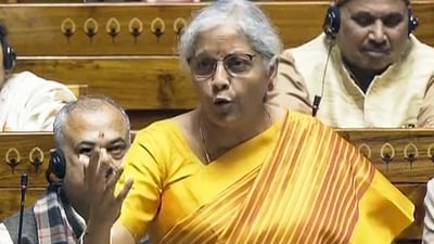 Union finance minister Nirmala Sitharaman speaks in the Lok Sabha during the Budget session of Parliament in New Delhi on Friday. (PTI) Union finance minister Nirmala Sitharaman speaks in the Lok Sabha during the Budget session of Parliament in New Delhi on Friday. (PTI)