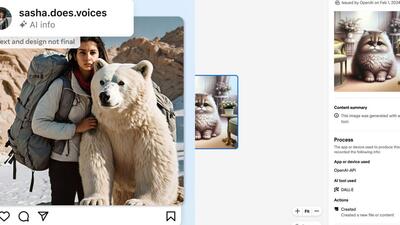 The biggest hazard to emerge in this time are generated images and videos being passed off as real. (This is how content identifiers are envisioned by Meta (left) and OpenAI (Official images)) The biggest hazard to emerge in this time are generated images and videos being passed off as real. (This is how content identifiers are envisioned by Meta (left) and OpenAI (Official images))