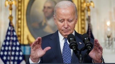 US President Joe Biden gestures as he delivers remarks at the White House in Washington  on February 8. (REUTERS)