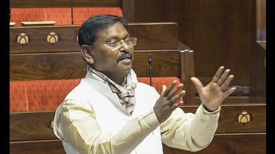 Union minister Arjun Munda speaks in the Rajya Sabha during the budget session of Parliament, in New Delhi on Friday. (PTI) Union minister Arjun Munda speaks in the Rajya Sabha during the budget session of Parliament, in New Delhi on Friday. (PTI)