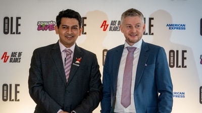 Norwegian football manager and Manchester United legend Ole Gunnar Solskjaer with Ace of Pubs Founder and Proprietor Tilak Gaurang Shah during a press conference, in Bengaluru, Friday, Feb.9, 2024 Norwegian football manager and Manchester United legend Ole Gunnar Solskjaer with Ace of Pubs Founder and Proprietor Tilak Gaurang Shah during a press conference, in Bengaluru, Friday, Feb.9, 2024