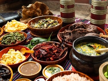 A traditional Bhutanese feast featuring Ema Datshi (Facebook) A traditional Bhutanese feast featuring Ema Datshi (Facebook)