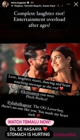 A screen grab of Mira Rajput's Instagram stories A screen grab of Mira Rajput's Instagram stories