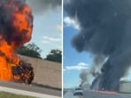 At least two people died after a small plane crashed on a Florida highway before bursting into flames (@mariaducato/X, @B_Walker97/X) At least two people died after a small plane crashed on a Florida highway before bursting into flames (@mariaducato/X, @B_Walker97/X)