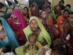 A group of women at a public health centre in Vadodra, Gujarat.   