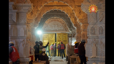 A view of the 'golden door' at the Ram temple. (Sourced) A view of the 'golden door' at the Ram temple. (Sourced)