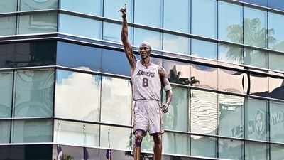 The Kobe Bryant statue is unveiled to the public outside the Crypto.com Arena in Los Angeles. (AFP) The Kobe Bryant statue is unveiled to the public outside the Crypto.com Arena in Los Angeles. (AFP)