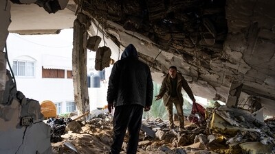Israel-Hamas War: Palestinians check destruction after an Israeli strike in Rafah, Gaza Strip. (AP) Israel-Hamas War: Palestinians check destruction after an Israeli strike in Rafah, Gaza Strip. (AP)