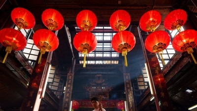 Malaysian ethnic Chinese pray on the first day of Lunar New Year's holidays at a temple in Kuala Lumpur, Malaysia Saturday, Feb. 10, 2024 (AP Photo/Vincent Thian) (AP) Malaysian ethnic Chinese pray on the first day of Lunar New Year's holidays at a temple in Kuala Lumpur, Malaysia Saturday, Feb. 10, 2024 (AP Photo/Vincent Thian) (AP)